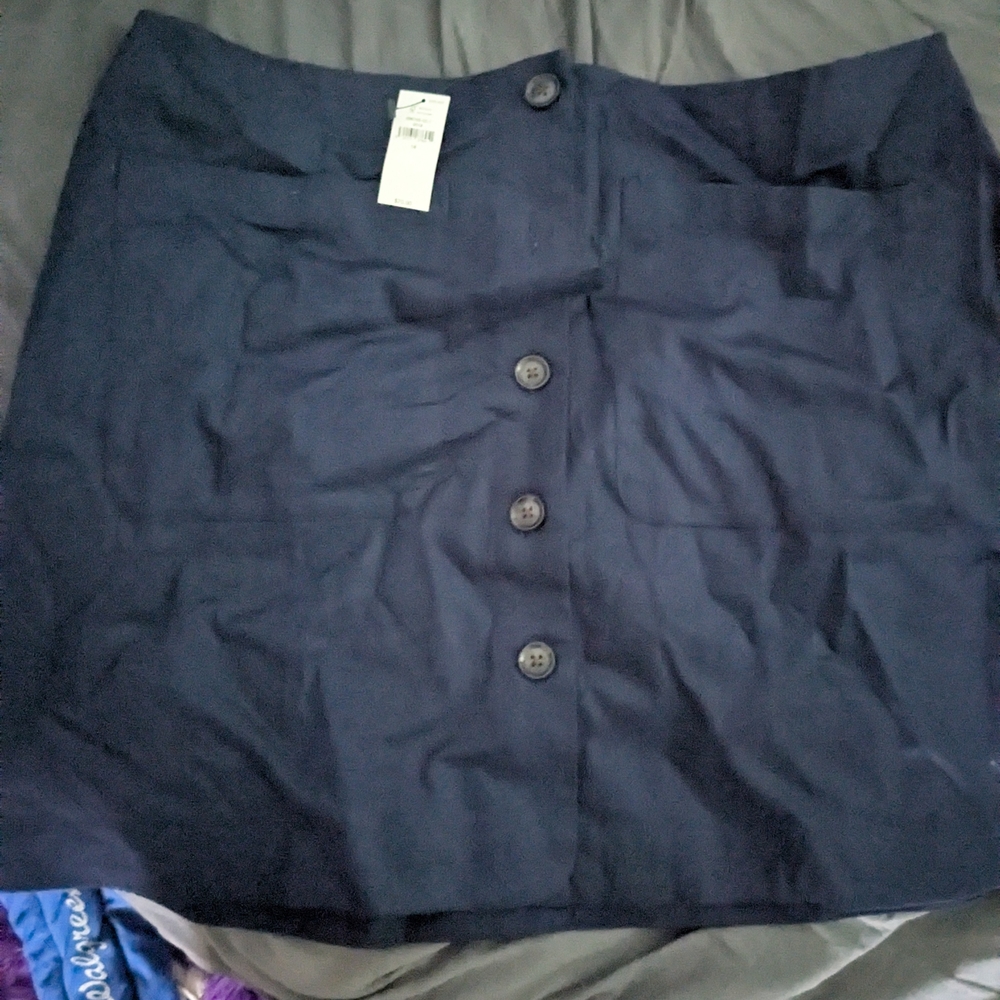 Navy Button-Front Women's Skirt